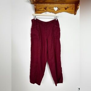 Subtle Tones Lagenlook Wide Leg Pants in Burgundy Red Size XL